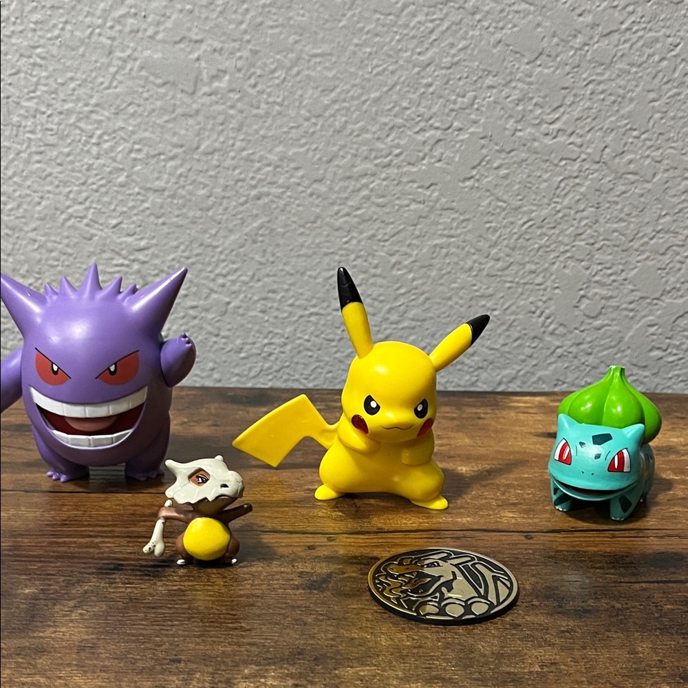Pokemon Pikachu Vibrant Action Figure Collection - Yellow, Green, Purple, Brown